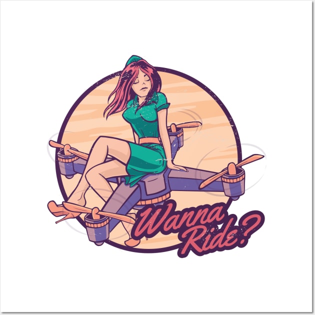 Drone Pilot Girl Wanna A Ride Wall Art by Visual Vibes